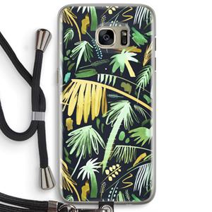 CaseCompany Tropical Palms Dark: Samsung Galaxy S7 Edge Transparant Hoesje met koord