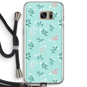 CaseCompany Small white flowers: Samsung Galaxy S7 Edge Transparant Hoesje met koord