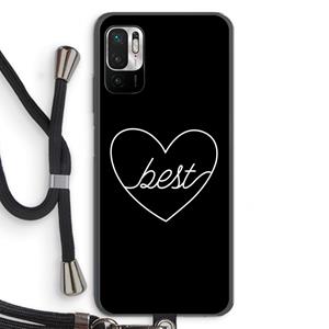 CaseCompany Best heart black: Xiaomi Redmi Note 10 5G Transparant Hoesje met koord