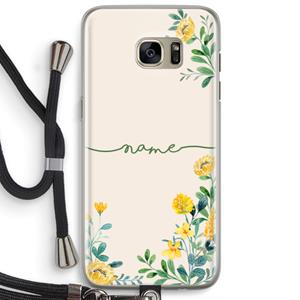 CaseCompany Gele bloemen: Samsung Galaxy S7 Edge Transparant Hoesje met koord