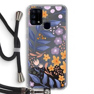 CaseCompany Flowers with blue leaves: Samsung Galaxy M31 Transparant Hoesje met koord