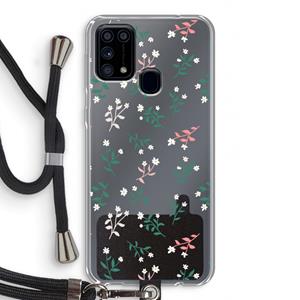 CaseCompany Small white flowers: Samsung Galaxy M31 Transparant Hoesje met koord