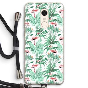 CaseCompany Flamingo bladeren: Xiaomi Redmi 5 Transparant Hoesje met koord
