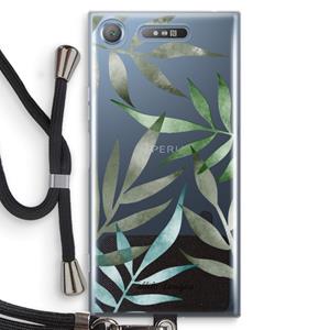 CaseCompany Tropical watercolor leaves: Sony Xperia XZ1 Transparant Hoesje met koord