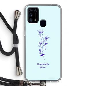 CaseCompany Bloom with grace: Samsung Galaxy M31 Transparant Hoesje met koord