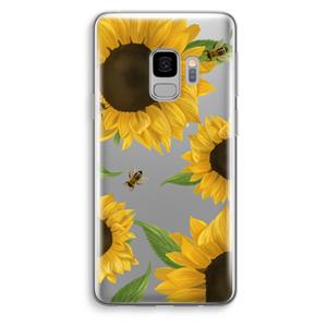 CaseCompany Sunflower and bees: Samsung Galaxy S9 Transparant Hoesje