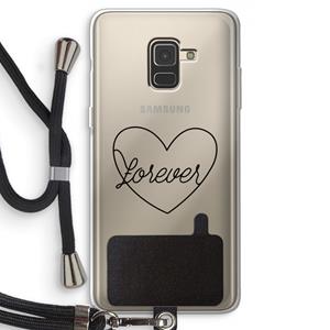 CaseCompany Forever heart black: Samsung Galaxy A8 (2018) Transparant Hoesje met koord
