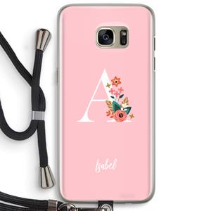 CaseCompany Pink Bouquet: Samsung Galaxy S7 Edge Transparant Hoesje met koord