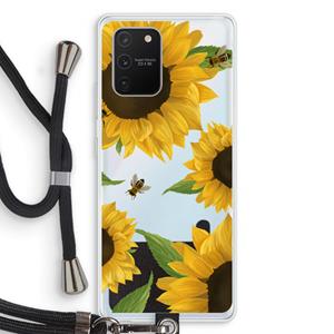 CaseCompany Sunflower and bees: Samsung Galaxy S10 Lite Transparant Hoesje met koord