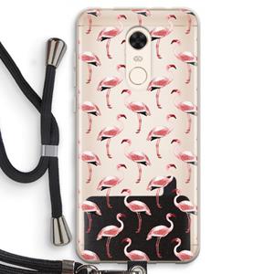 CaseCompany Flamingoprint groen: Xiaomi Redmi 5 Transparant Hoesje met koord