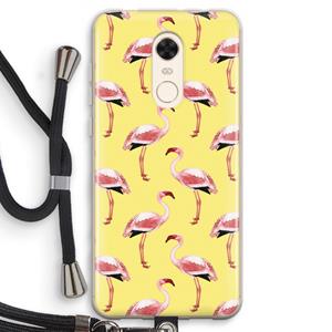 CaseCompany Flamingo's geel: Xiaomi Redmi 5 Transparant Hoesje met koord