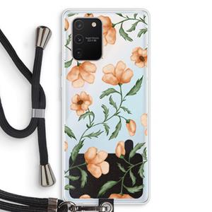 CaseCompany Peachy flowers: Samsung Galaxy S10 Lite Transparant Hoesje met koord