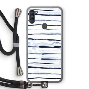 CaseCompany Ink Stripes: Samsung Galaxy A11 Transparant Hoesje met koord