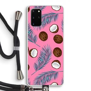 CaseCompany Kokosnoot roze: Samsung Galaxy S20 Plus Transparant Hoesje met koord