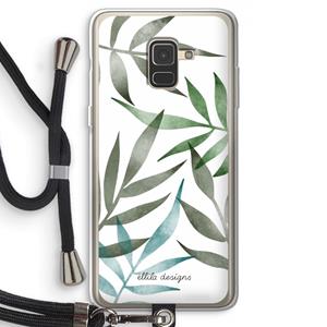 CaseCompany Tropical watercolor leaves: Samsung Galaxy A8 (2018) Transparant Hoesje met koord
