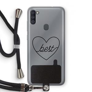 CaseCompany Best heart black: Samsung Galaxy A11 Transparant Hoesje met koord