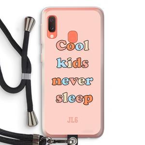 CaseCompany Cool Kids Never Sleep: Samsung Galaxy A20e Transparant Hoesje met koord