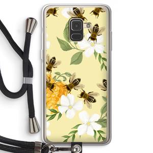 CaseCompany No flowers without bees: Samsung Galaxy A8 (2018) Transparant Hoesje met koord