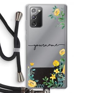 CaseCompany Gele bloemen: Samsung Galaxy Note 20 / Note 20 5G Transparant Hoesje met koord