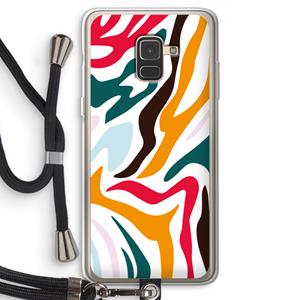CaseCompany Colored Zebra: Samsung Galaxy A8 (2018) Transparant Hoesje met koord