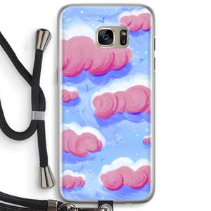 CaseCompany Roze wolken met vogels: Samsung Galaxy S7 Edge Transparant Hoesje met koord