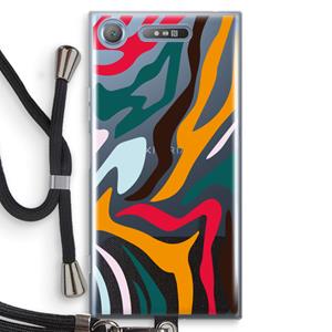 CaseCompany Colored Zebra: Sony Xperia XZ1 Transparant Hoesje met koord