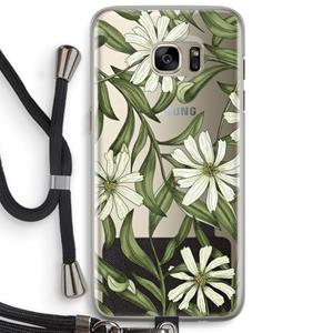 CaseCompany Wit bloemenpatroon: Samsung Galaxy S7 Edge Transparant Hoesje met koord