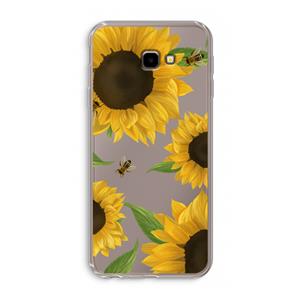 CaseCompany Sunflower and bees: Samsung Galaxy J4 Plus Transparant Hoesje