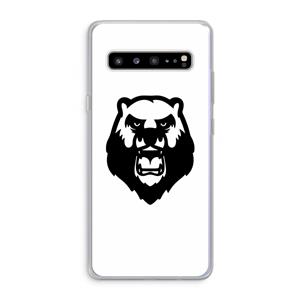 CaseCompany Angry Bear (white): Samsung Galaxy S10 5G Transparant Hoesje
