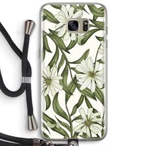 CaseCompany Wit bloemenpatroon: Samsung Galaxy S7 Edge Transparant Hoesje met koord