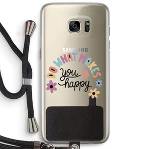 CaseCompany Happy days: Samsung Galaxy S7 Edge Transparant Hoesje met koord