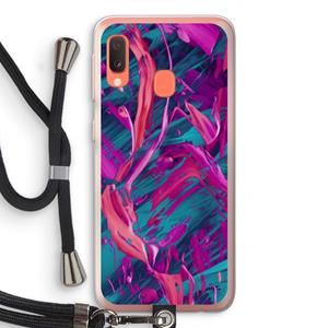 CaseCompany Pink Clouds: Samsung Galaxy A20e Transparant Hoesje met koord