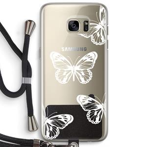 CaseCompany White butterfly: Samsung Galaxy S7 Edge Transparant Hoesje met koord