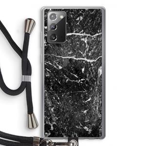 CaseCompany Zwart marmer: Samsung Galaxy Note 20 / Note 20 5G Transparant Hoesje met koord