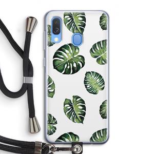 CaseCompany Tropische bladeren: Samsung Galaxy A40 Transparant Hoesje met koord