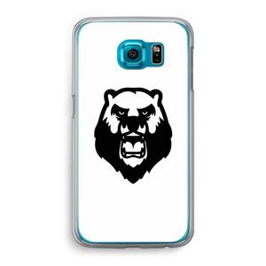 CaseCompany Angry Bear (white): Samsung Galaxy S6 Transparant Hoesje