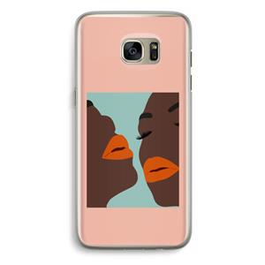 CaseCompany Orange lips: Samsung Galaxy S7 Edge Transparant Hoesje