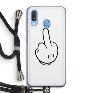 CaseCompany Middle finger white: Samsung Galaxy A40 Transparant Hoesje met koord