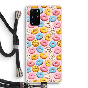 CaseCompany Pink donuts: Samsung Galaxy S20 Plus Transparant Hoesje met koord