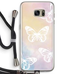 CaseCompany White butterfly: Samsung Galaxy S7 Edge Transparant Hoesje met koord
