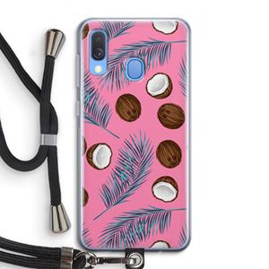 CaseCompany Kokosnoot roze: Samsung Galaxy A40 Transparant Hoesje met koord