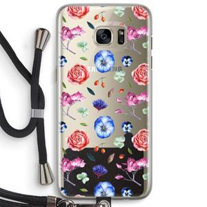 CaseCompany Bloemetjes: Samsung Galaxy S7 Edge Transparant Hoesje met koord