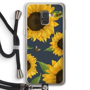 CaseCompany Sunflower and bees: Samsung Galaxy A8 (2018) Transparant Hoesje met koord