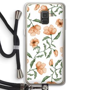 CaseCompany Peachy flowers: Samsung Galaxy A8 (2018) Transparant Hoesje met koord