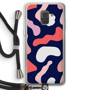 CaseCompany Memphis Shapes Pink: Samsung Galaxy A8 (2018) Transparant Hoesje met koord