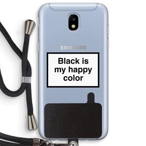 CaseCompany Black is my happy color: Samsung Galaxy J5 (2017) Transparant Hoesje met koord