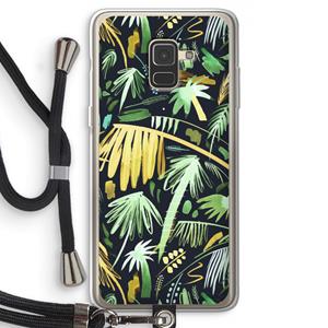 CaseCompany Tropical Palms Dark: Samsung Galaxy A8 (2018) Transparant Hoesje met koord