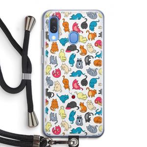 CaseCompany Kleurrijke katten: Samsung Galaxy A40 Transparant Hoesje met koord
