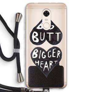 CaseCompany Big butt bigger heart: Xiaomi Redmi 5 Transparant Hoesje met koord