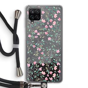 CaseCompany Sierlijke bloemen: Samsung Galaxy A12 Transparant Hoesje met koord